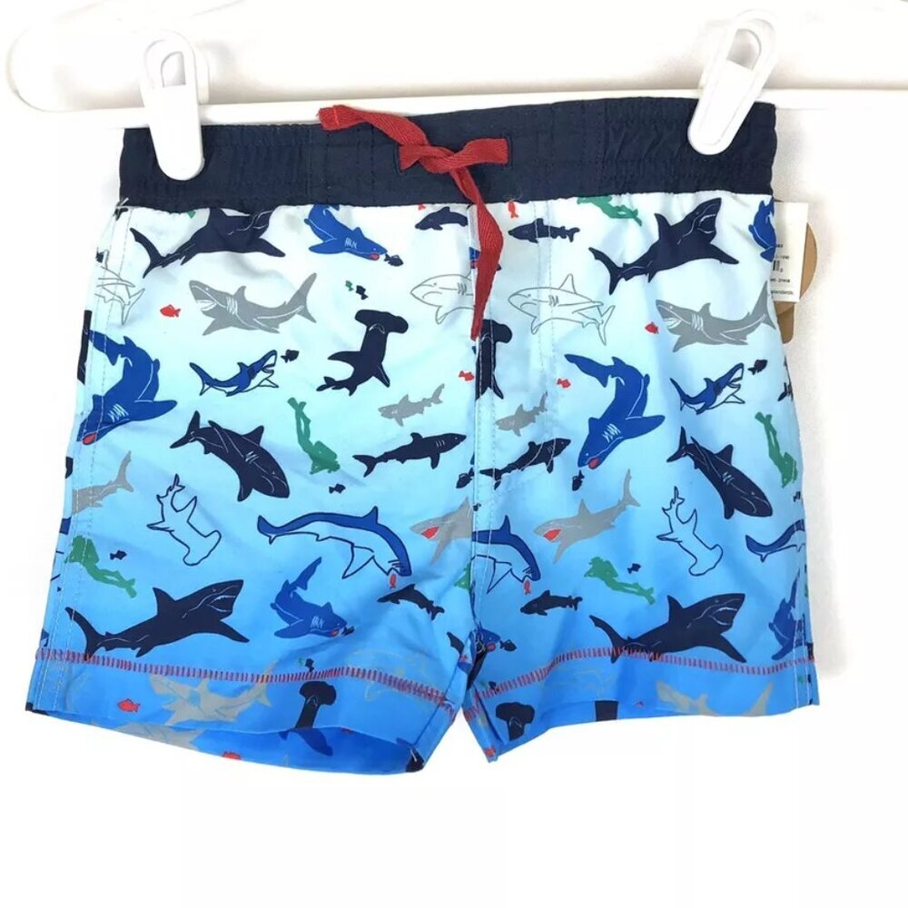 Mud Pie Boy’s Shark Swim Trunks Size Small (12-18 Months), Blue